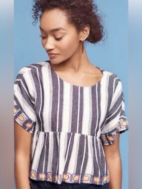 Maeve babydoll top with embroidered details